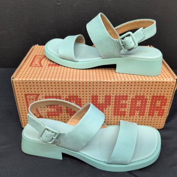 Camper Dana Nubuck Strappy Slip On Buckle Women's Sandal US 8.5 Green - Picture 6 of 10